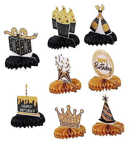 VICASKY Einzigartige Geburtstags-waben-mittelstücke 8 Stück Waben-Topper Stehend Design