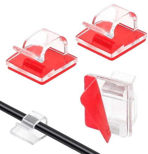 GOIYZTTR 150 Pezzi Morsetti Portacavo Adesivi Mini Clip per Cavi per Esterni Clip Ganci Autoadesivi Fermacavi Trasparenti per la Gestione dei Cavi