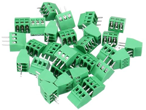 sourcing map Lot de 30 connecteurs de bornier à vis à 3 broches pour montage sur circuit imprimé 2,54 mm pour appareils ménagers, projets industriels
