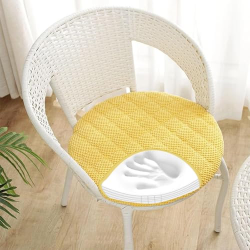 RZYW Stuhlkissen Rund 40/50/45cm Dicke 4cm Sitzkissen Stuhl, Waschbar Sitzkissen Rund Sitzpolster Cordstoff Stuhlauflagen Sitzauflage für Küche Esszimmer Büro Outdoor Garten,Gelb,2er Set 45cm
