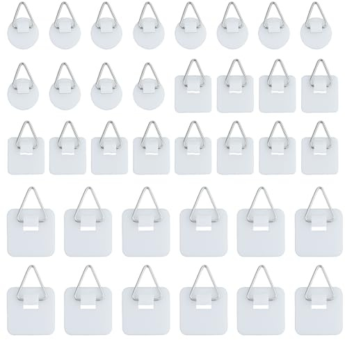 36Pz Ganci Adesivi,Appendi Appendi Quadri Senza Chiodi,Gancetti Per Cornici,Poster,Foto,Dipinti,Cartone,Tre Misure,Quadri Muro