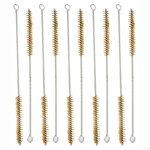 Juego de 10 cepillos limpiadores de tuberías, juego de cepillos de alambre de acero inoxidable para limpieza de cilindros de conducto de drenaje (10 mm)