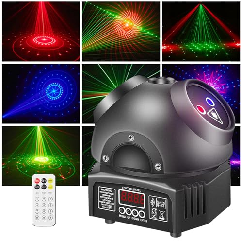 Discolicht Partylicht, Moving Head Bühnenlicht Party Lichter, DMX512 RGB Lichteffekte, Musikgesteuert DJ Disco Lichter mit Fernbedienung für KTV Familientreffen Hochzeit Geburtstag Halloween