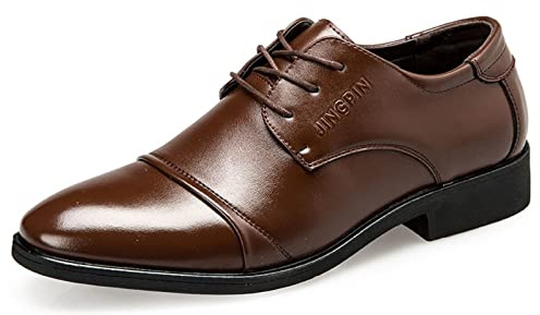Scarpe da uomo business, scarpe in pelle da uomo retrò, scarpe da sposa con lacci, scarpe in pizzo Oxford, antiscivolo, comode scarpe da lavoro formali e casual, marrone, 39 EU