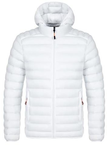 Generisch Chaqueta acolchada ligera con capucha para hombre - Chaqueta fina de plumón para entretiempo | Chaqueta acolchada repelente al agua y plegable, L
