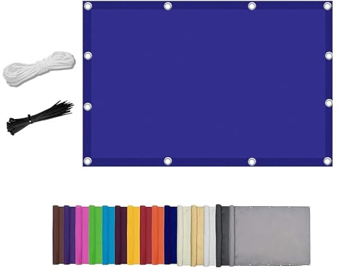 Vela ombreggiante resistente al vento per giardino, terrazza e balcone, senza fori, antistrappo, con occhielli e corda (zaffiro, 0,9 x)