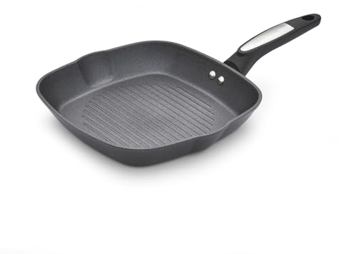 Morphy Richards Grill Pan, Forged Aluminium Ceramica, Square, 26cm, Non-Stick Ceramic Coating, Dual Pouring Spouts, Suitable for All Hobs, Black, 850701