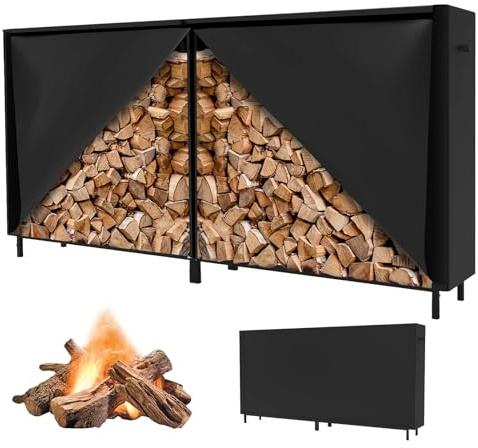 8FT Bache Table De Jardin, Housse Pour RâTelier à Bois De Chauffage, Multifonctionnel Housse Pour Abri à BûChes, Construction 600D, Coupe-Vent, ImperméAble, RéSistante Aux Uv