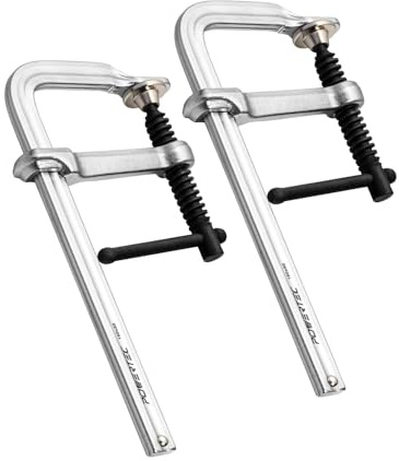 POWERTEC Heavy Duty 6 F Style Bar Clamps, 2-5/8 Throat, 480 lb Clamping Force – Woodworking, Cabinetry, Welding & Workshop Use, 2 Pack (72338)