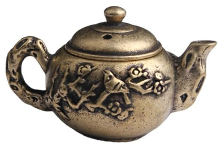 Garneck Brass Pot Shape Teapot Ornaments Novelty Kettle Adornment for Desktop Office Housewarming Decorative Kettle Shape