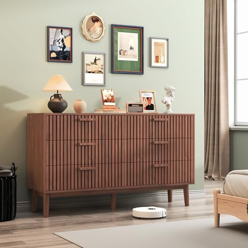 FEEOHOME Kommode mit 6 Schubladen, Aufbewahrungsmöbel aus Holz, 30 cm Tiefe, Schrank mit 6 Schubladen mit Kippschutz und robusten Stützfüßen, Kommode für Erwachsene