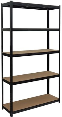 Relaxdays Étagère Robuste pour Charges Lourdes, 875 kg, 5 Niveaux, 50x120x200 cm, Noir/Marron