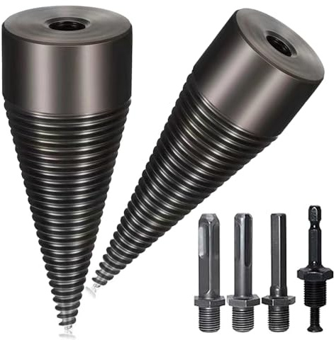 CuiCanfla Spaccalegna per legno, set con 4 manici per trapano, spaccalegna per legno, set di punte per spaccalegna (42 mm + 32 mm vite cono)