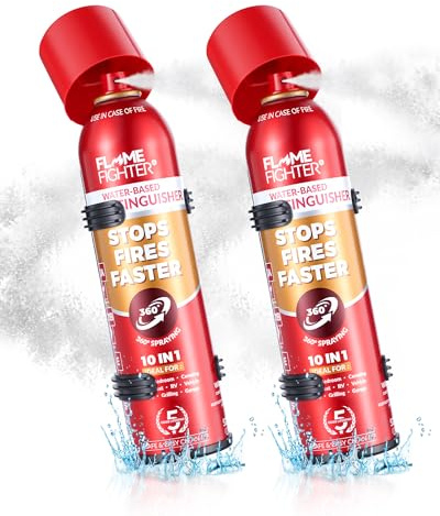 Hochwirksamer Feuerlöscher für Zuhause - Löschspray -2 Pack | Inklusive Halterung, Dosenverschluss-Designs, für Klasse A, B, F, Universal Spray für Küche, Camping, Haushalt, Grill