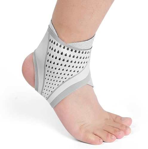AOOHA Ankelband, ultratunt ankelbandage med dubbelt kardborreband, justerbart fotledstöd fotledsförband, fotbandage för män kvinnor ankelskydd, ventilerande lätt fotbandage-höger