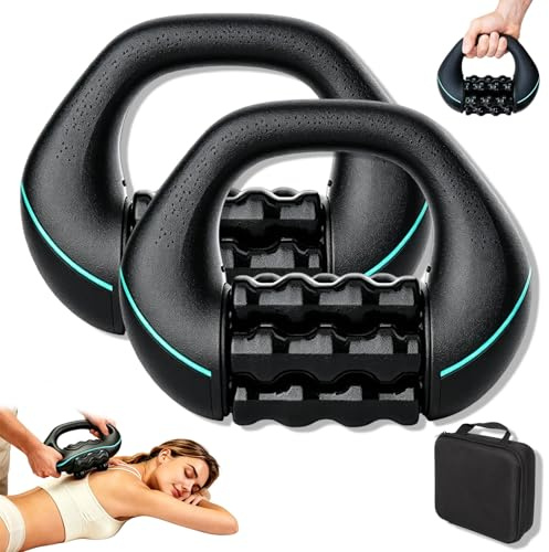 Elektrisches Handmassagegerät Mit Tiefengewebe-Rollen, 3 Intensitätsstufen, 6 Frei Drehbare Massageköpfe, 24 Massageknöpfe, Wiederaufladbar, Für Rücken, Schulter Und Nacken (2pcs)