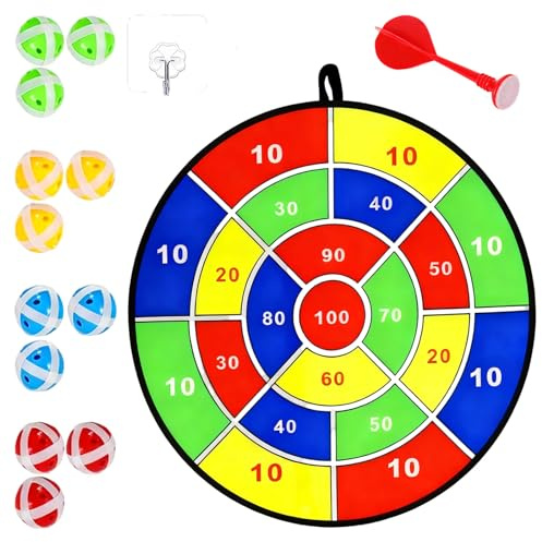 Sticky Ball Dart Board Game Set, 29.1 in 74cm Stoff Dartscheibe mit 12 Sticky Balls und 1 Dart Sicheres Youngsters Dartspiel Outdoor Wurfspiel Faltbar für einfache Lagerung