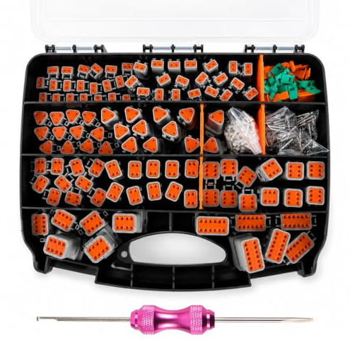 Deutsch Connector Kit, 706 Pcs Automotive Electrical Terminal Set Use for Deutsch DT Series, 2 3 4 6 8 12 Pin Connectors, With Wedgelock & Removal Tool, Waterproof Electrical Connectors Set