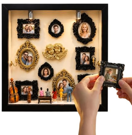 Minnes vitrin skuggram, personfigurer dekoration prydnad, skuggram för museumstema - för inflyttningspresent bröllop födelsedag mamma flickvän par