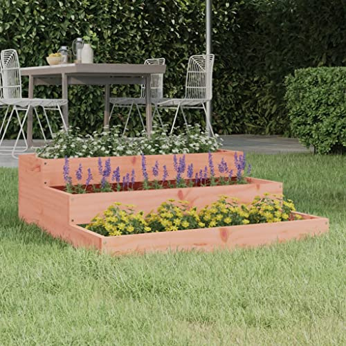 HNSMFPRE Fioriera in legno Douglas massiccio, 78 x 78 x 27 cm