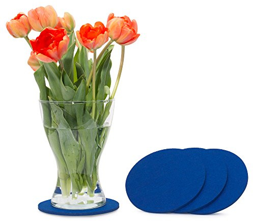 Filu, sottobicchieri in feltro rotondi, confezione da 8 pezzi, tinta unita, Tessuto, Blau, 15 cm (4er Pack)