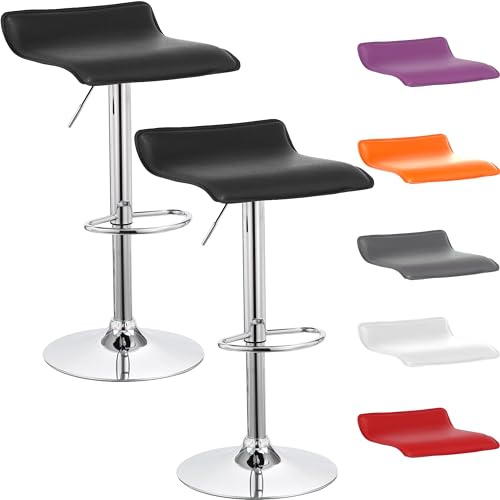 Beltom® 2 SGABELLI da Bar E Cucina con PENISOLA Regolabili in Altezza Sedia Girevole per PIZZERIE Pub RISTORANTI Hotel Soggiorno Ufficio - Modello Wave - X2-Nero