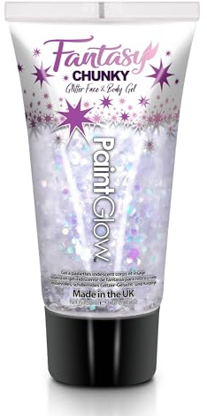 Chunky Holographic Glitter Face Gels 50ml - Cosmetic for Face, Body and Hair - Essential Festival and Rave Beauty Makeup - Vegan All in 1 Fix Glue and Glitter (Unicorn Dreams)