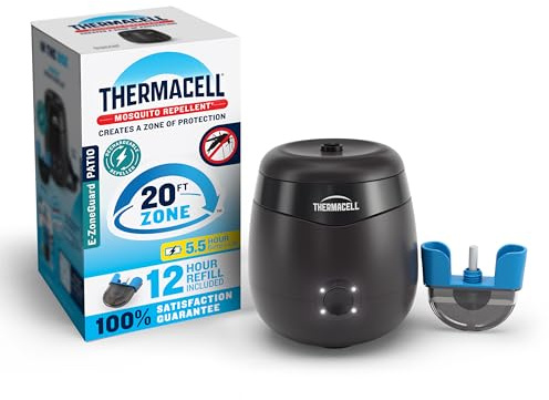 Thermacell E55 E-Series Rechargeable Mosquito Repeller with 20’ Mosquito Protection Zone; Graphite; Includes 12-Hr Repellent Refill; Bug Spray Alternative; Scent Free; No Candle or Flame
