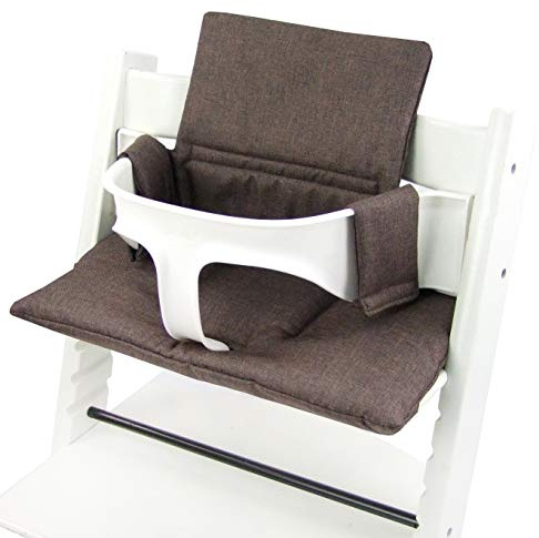 BAMBINIWELT Ersättningsöverdrag sittdyna kudde set sittförminskare kompatibel med STOKKE Tripp Trapp för barnstol ORG. MELIERT (fläckig mörkbrun ORG.)