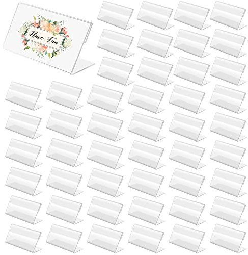 48 Pièces Porte Étiquettes de Prix, VEGCOO Support d'affichage de Prix en Acrylique Transparent Supports d'Étiquettes pour Boulangeries Épiceries Bureau(6 * 4cm)