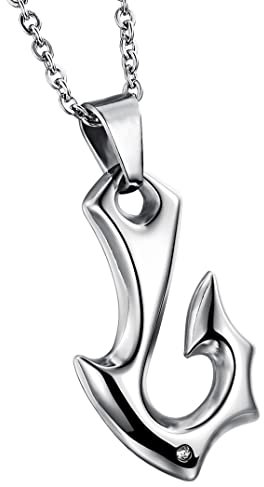 YAHOYA Neue Trendige Sonderform Angelhaken Anhänger Halskette Männer Wikinger Fischhaken Anhänger Ketten am Hals Metallschmuck Zubehör