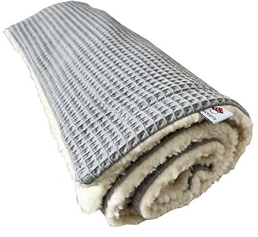 Glückspilz Babydecke Waffelpique und Baumwoll-Frottee oder Ökoteddy, Krabbeldecke für Mädchen und Jungen, Teddyfutter, GRAU, 100 x 140 cm