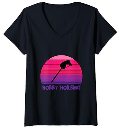 Damen Hobby horse selbstgemacht Steckenpferd hobby-horse T-Shirt mit V-Ausschnitt