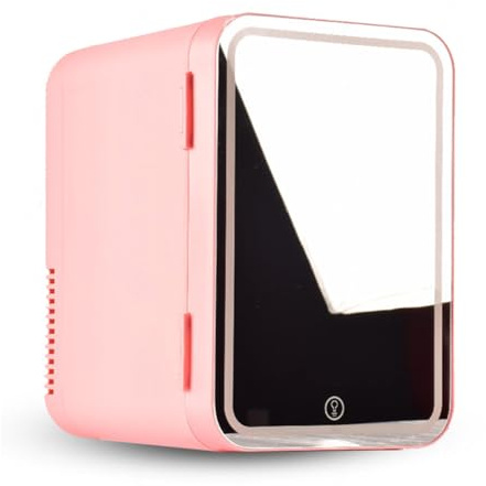 HAZARA Specchio Bellezza Frigorifero, 8L,Con Specchio Cosmetico Led Frigo Skin Care, Raffreddamento E Riscaldamento,12v/220v Frigorifero Piccolo, Per Camera Da Letto,Ufficio E Auto,Pink