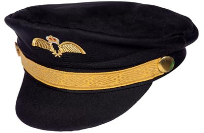 WILBERS & WILBERS 9756 - Stabile Pilotenmütze, schwarz, Kapitän, Uniform, für Karneval, Mottoparty