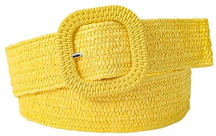 Limtula Verstellbarer Taillengürtel Mit Schnalle Für Damen Elastischer Gürtel Geflochtener Gürtel Breiter Bund Buntes Stroh Vintage Bohemien