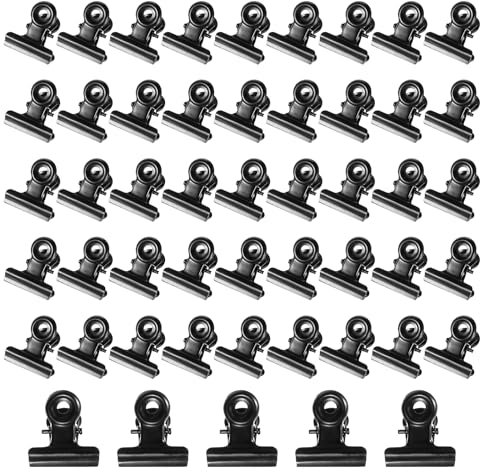 Giantree 50 clips de toro pequeños, clips de 0.87 pulgadas, clips de bulldog, mini clip de bisagra de metal negro, pequeños clips de casillero para etiquetas, bolsos, tiendas, oficina y cocina en casa