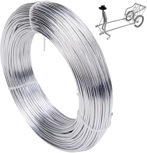 3 mm x 15 m hantverkstråd, aluminiumtråd, smyckestråd, tråd för hantverk, aluminiumtråd, aluminium hantverkstråd, bindtråd modelleringstråd för dekorationsdelar, DIY-skulpturer, kransgörande