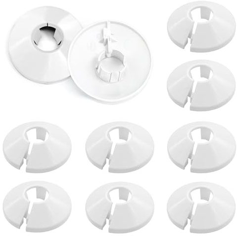 10 PCS Radiator Pipe Covers White Radiator Pipe Collars Plastic Radiator Caps 15mm Pipe Cover 4.5cm Wide Snap On PVC Copper Pipe Covers for Central Heating Pipe Decoration