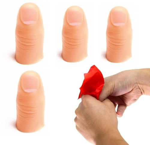 SGERUFZ 4 Pezzi Trucchi di Magia per Dita, Pollice Magico, Accessori per Magia, Dita Artificiali per Giochi di Magia e Feste