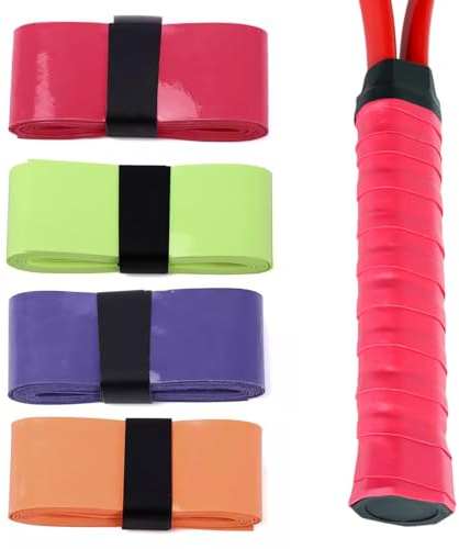 Yatrosynth 4 Pezzi Nastro Grip per Racchetta, per Padel, Tennis, Badminton. con Assorbente Antiscivolo Asciugatura Rapida sopra (Rosso Vino, Verde Fluorescente, Viola, Arancione)