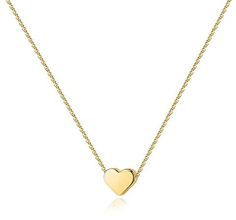PAVOI 14K Yellow Gold Plated Heart Necklace | Cute Dainty Love Pendant Necklaces for Women - Valentines Day Trendy Jewelry