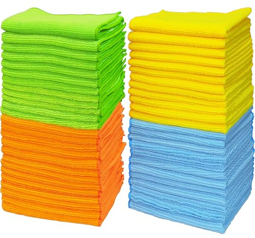Simple Houseware Microfiber Cleaning Cloth 50 Pack, 12 x 12, 4 Colors