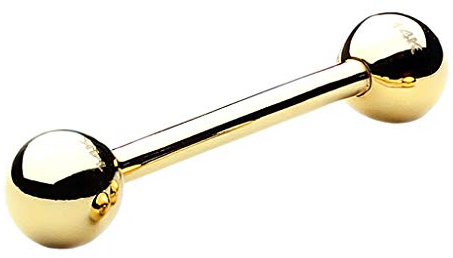 Barbell Stab Piercing Hantel Stecker Zungenpiercing Zunge Intim Brust Ohr Tragus Helix Ohrpiercing Kugel Echt Gold 585 Gelbgold 1,6mm x 8mm x 3mm