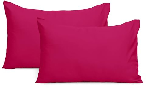 Imperial Rooms Pillow Cases 2 Pack Brushed Microfibre Pillow Covers (Pink, Pillow Cases 2 Pack)