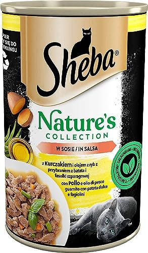 Sheba Katzenfutter Nassfutter Nature's Collection in Sauce mit Huhn und Fischöl, garniert mit Süsskartoffel und grünen Bohnen Feine Vielfalt 12 Dosen (12 x 400g)