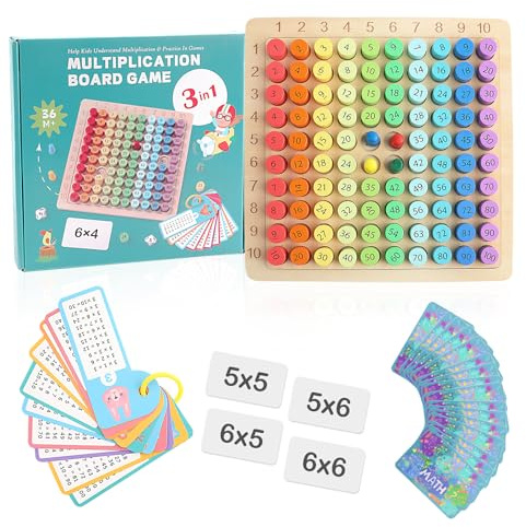 MXTIMWAN Multiplikationstafel Holz, 1x1 99 Multiplikationstabelle Mathe Arithmetik Lehrmittel Mathe Lernbrett Spielzeug Brettspiel für Mathematische Kinder Lernspielzeug Zählbrett Spiel