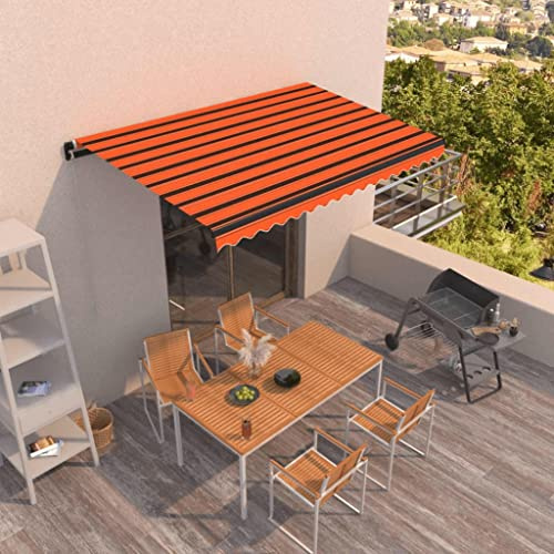 Balkon überdachung Türüberdachung Regenschutz Balkon Gelenkarmmarkise Einziehbar 450x350 cm Orange und BraunGeeignet für Haustür,Balkon, Pavillion