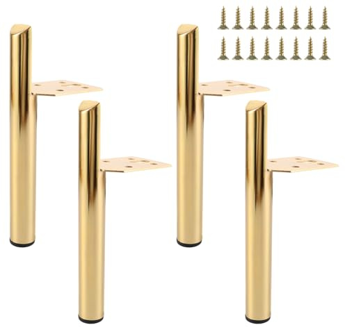 VIDETOL 4 Stück Tischbeine Metall, 7 / 18 cm Möbelbeine mit Schrauben, Möbelfüße Gold für Sofa, TV-Schrank und Möbel