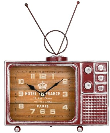 Widdop Hometime röd retro TV-mantelklocka – vintage klocka – kvartsrörelse – tv-klocka gåva till honom pappa fars dag födelsedag